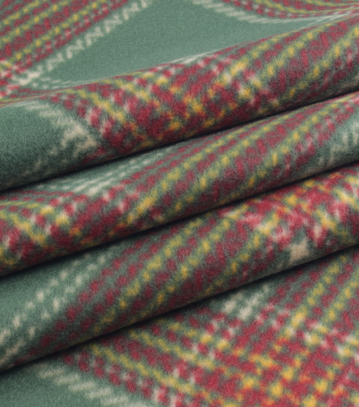 Green Diagonal Plaid Blizzard Fleece Fabric