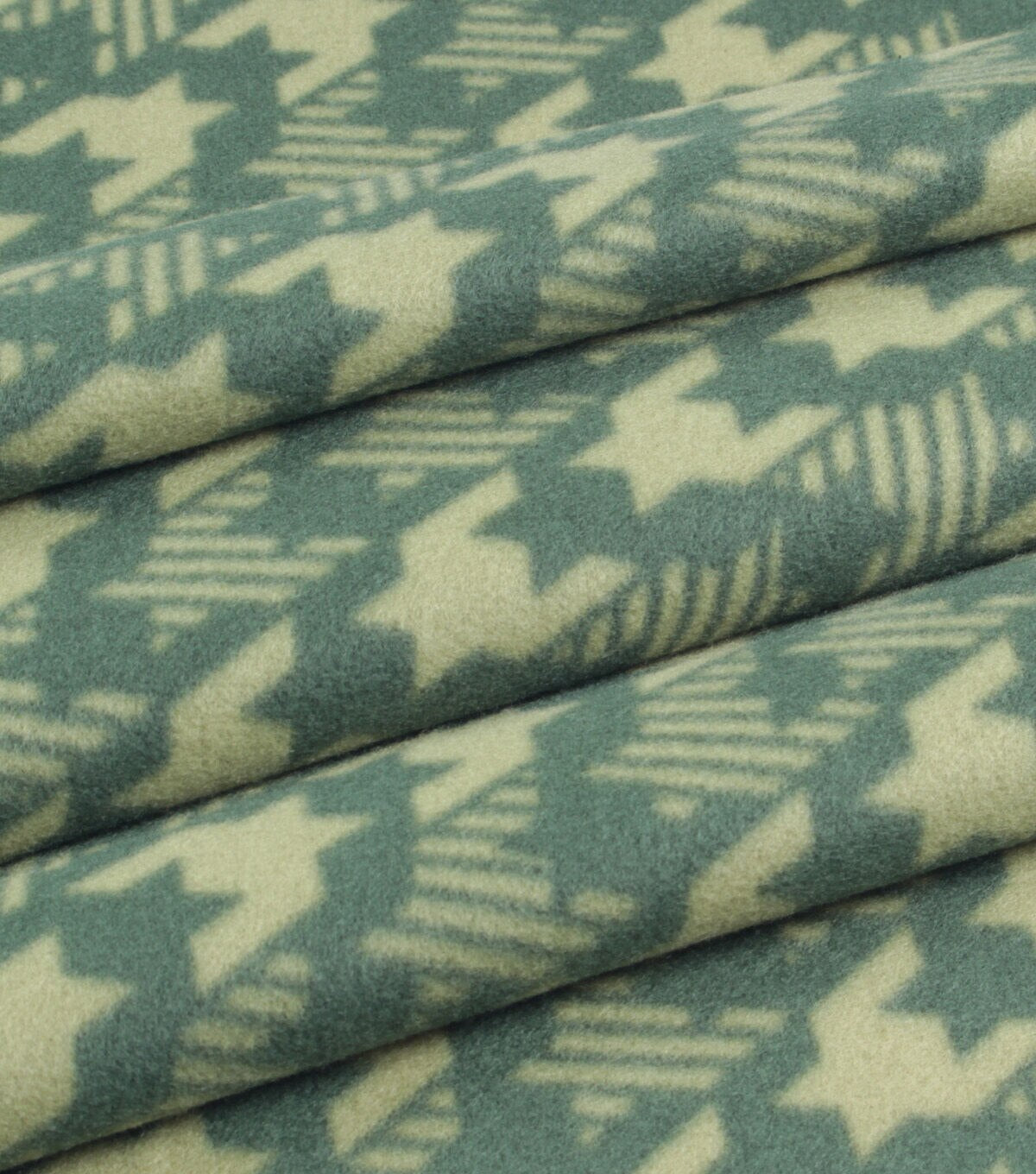 Green Diagonal Houndstooth Blizzard Fleece Fabric