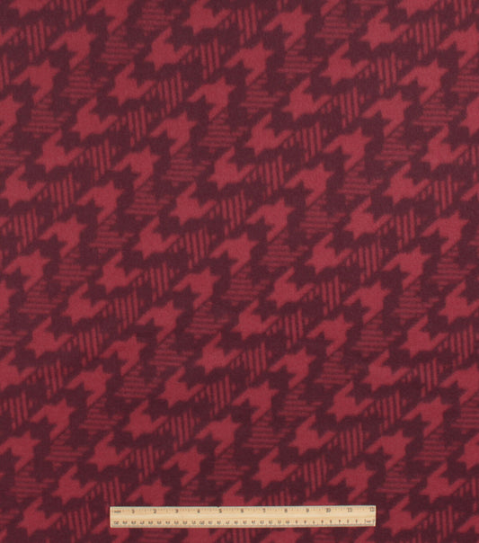 Red Diagonal Houndstooth Blizzard Fleece Fabric