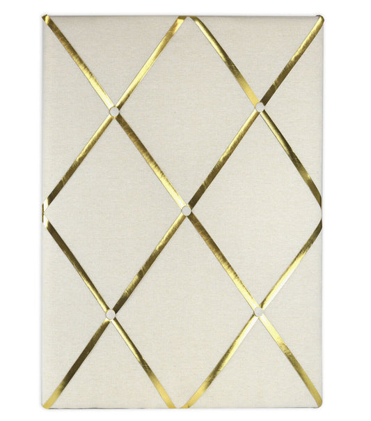Linen Memo Board Wall Decor with Gold Ribbons