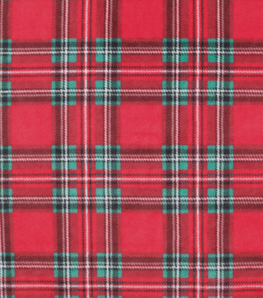 Christmas Red Plaid Anti Pill Fleece Fabric