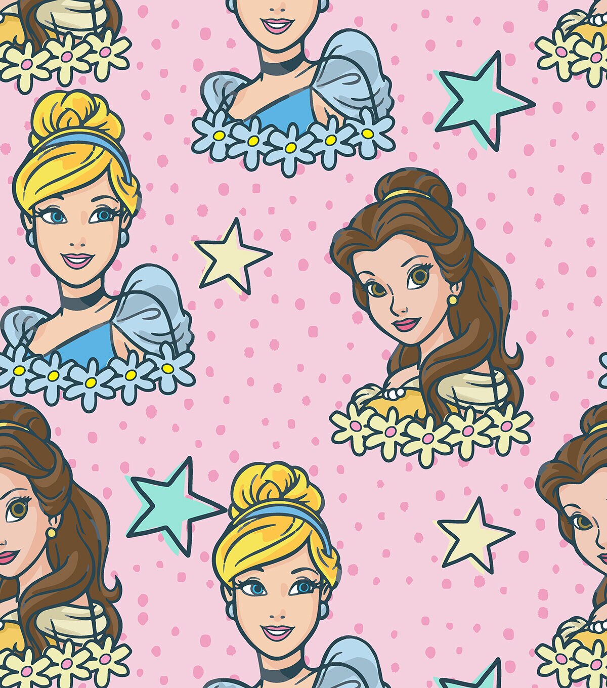 Disney Princess Dot Stars Fleece Fabric