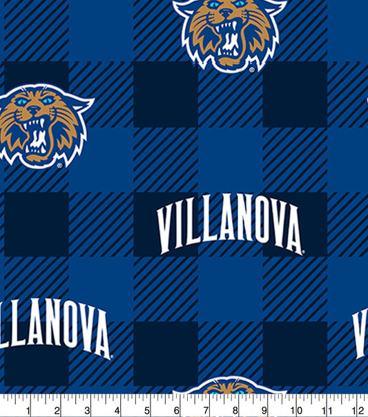 Villanova University Wildcats Fleece Fabric Buffalo Check