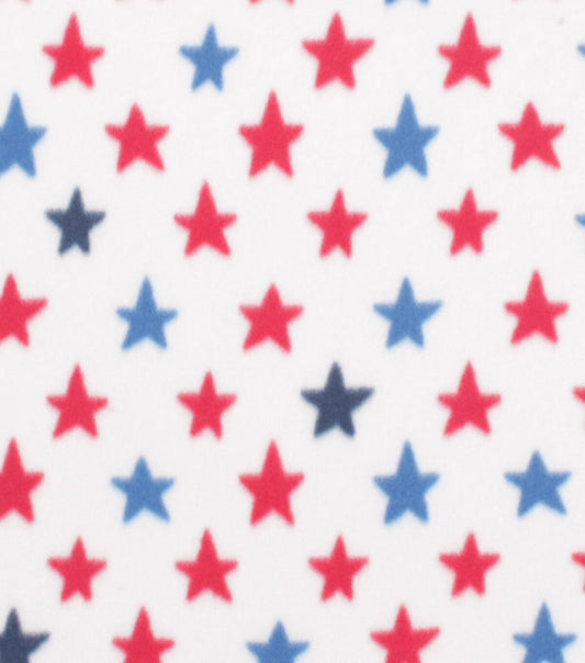 Patriotic Star Blizzard Prints Fleece Fabric