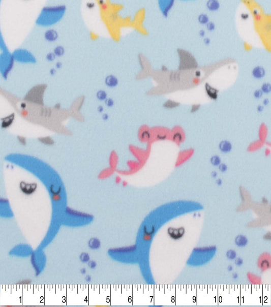 Happy Sharks Blizzard Fleece Fabric