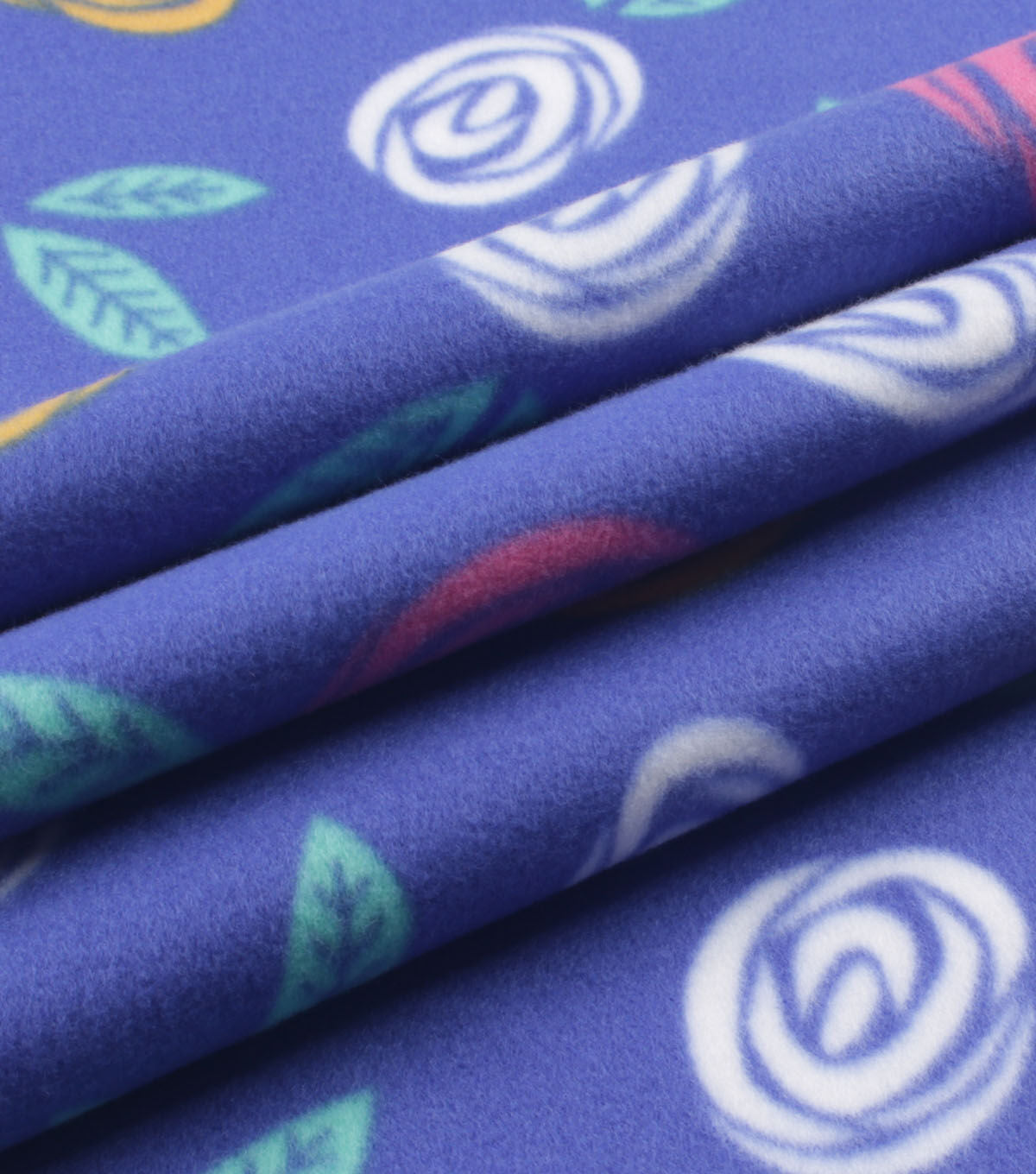 Roses on Blue Blizzard Fleece Fabric