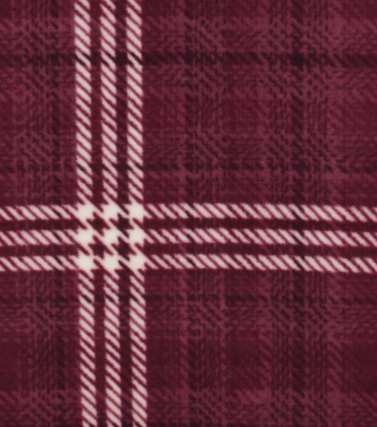Burgundy Sweater Plaid Anti Pill Fleece Fabric