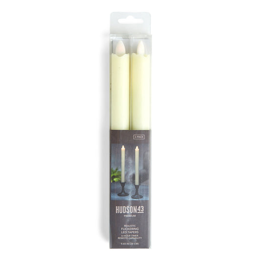 10 LED Ivory Wave Edge Ivory Taper Candles 2pk by Hudson 43