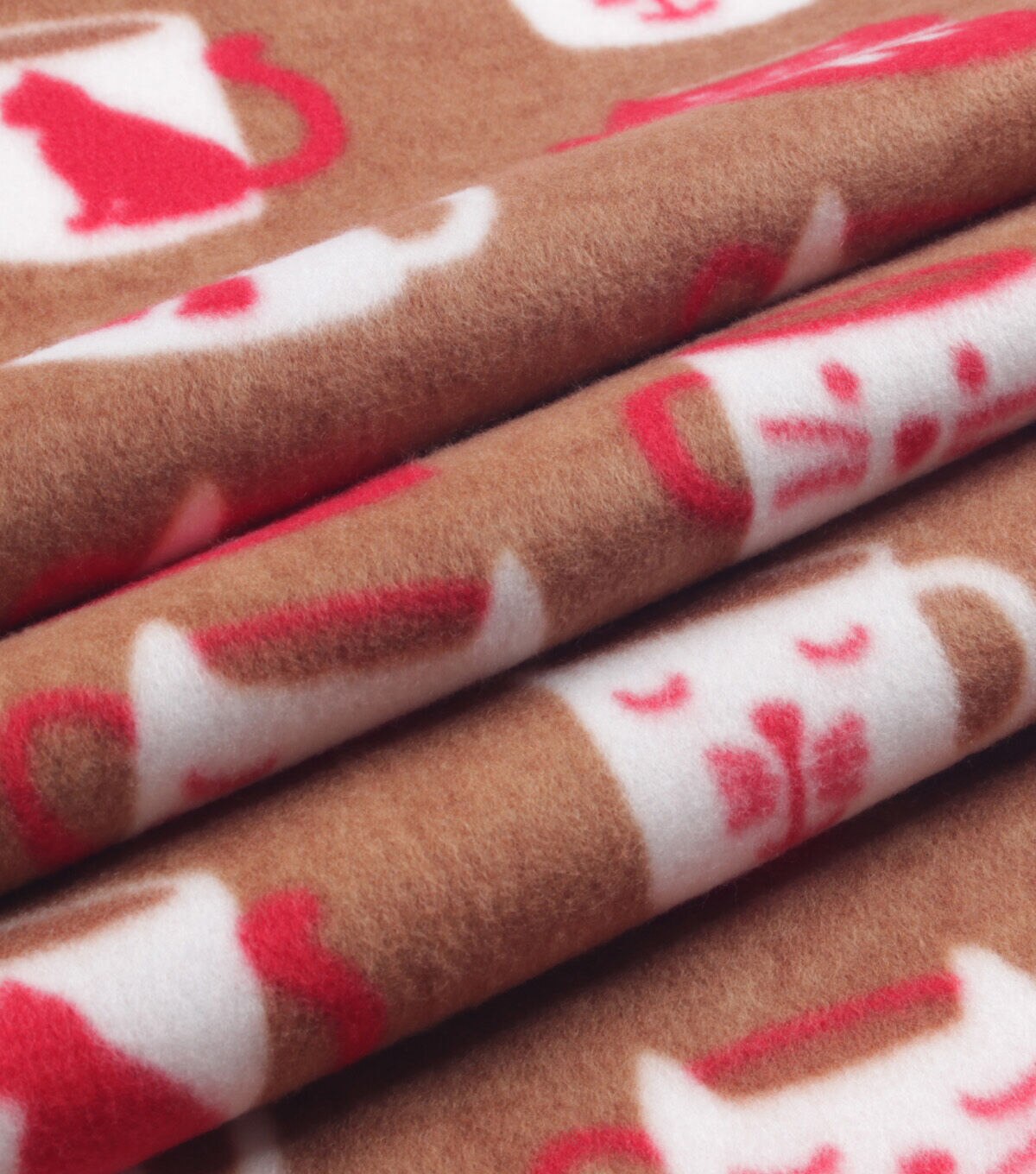 Brown Cat Mugs Blizzard Fleece Fabric