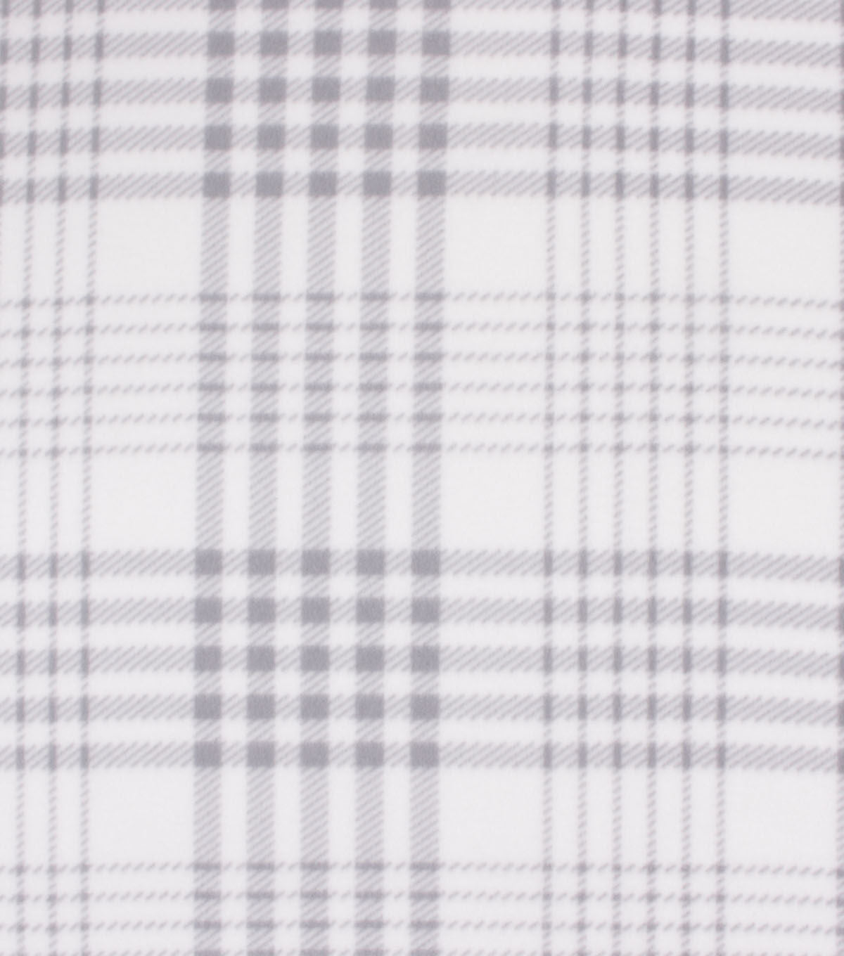 Blizzard Fleece Fabric White & Gray Plaid