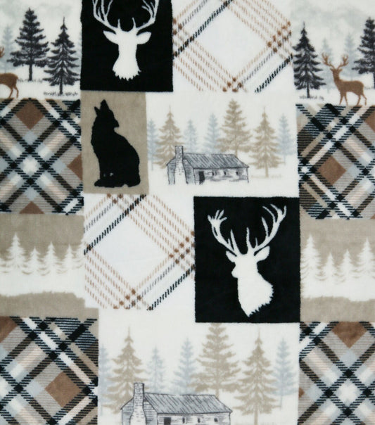 Sew Lush Fleece Fabric Lodge Brown Patchwork