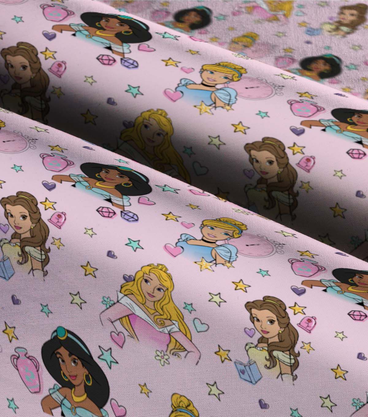 Disney Princesses on Pink Fleece Fabric