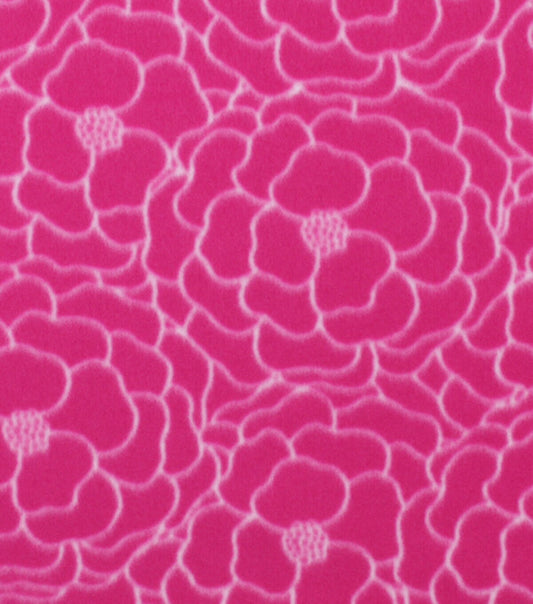 Pink Lined Floral Blizzard Fleece Fabric