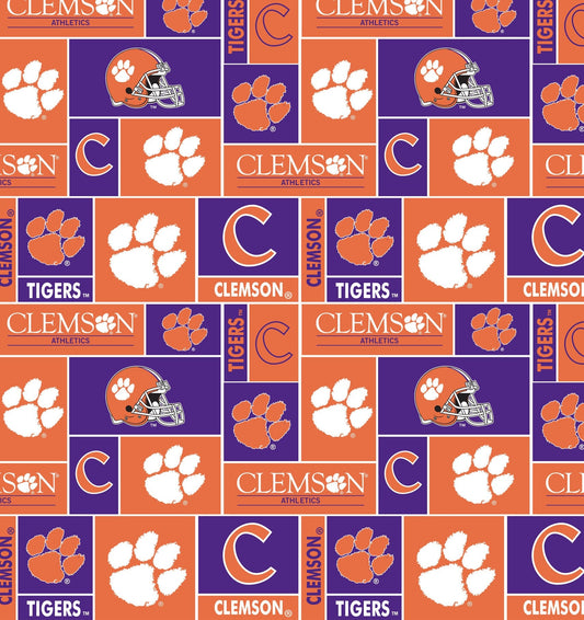 Clemson University Tigers Fleece Fabric Block