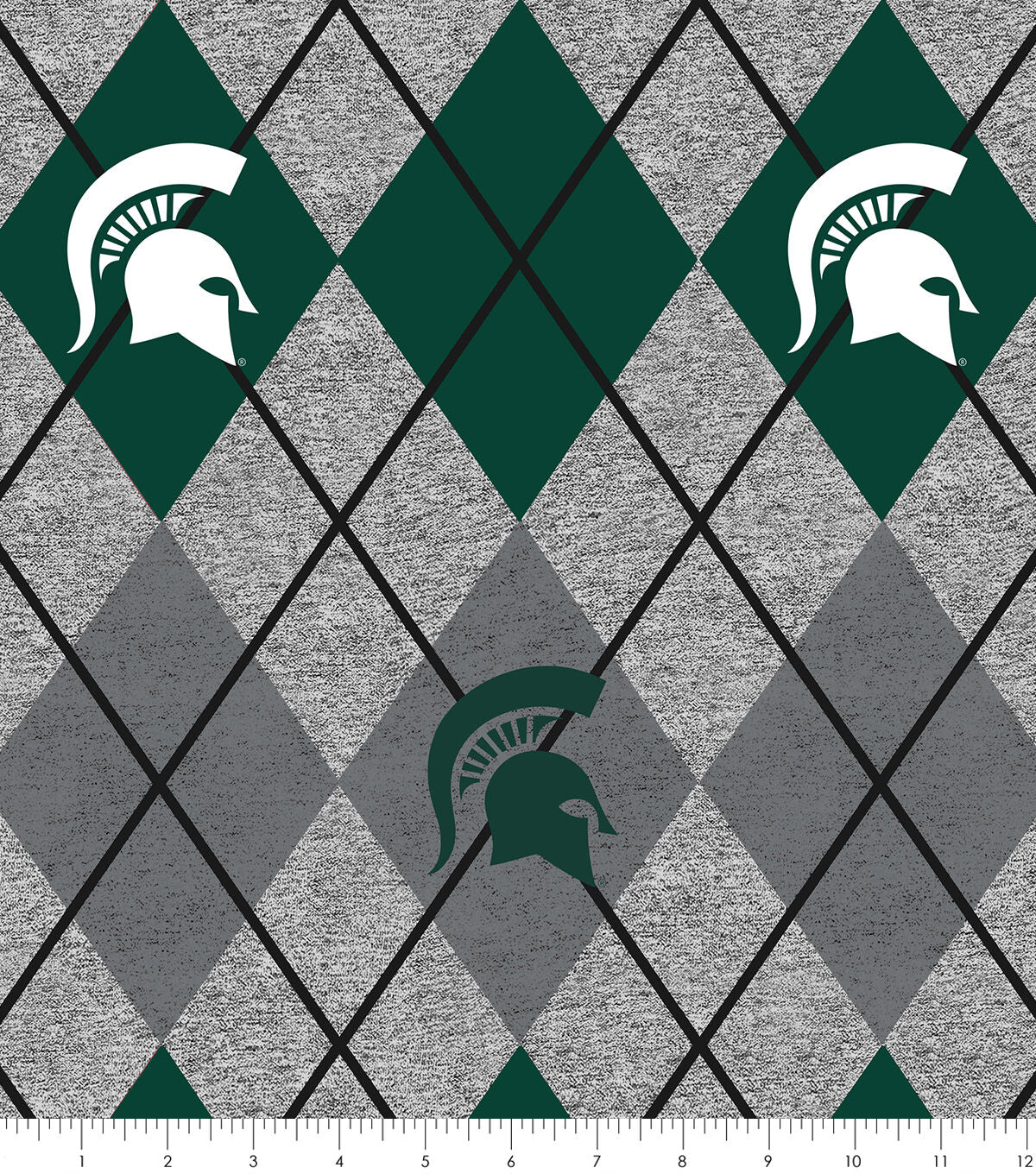 Michigan State Fleece Fabric Heather Argyle