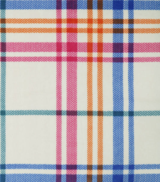 Multicolor Diagonal Plaid Anti Pill Fleece Fabric