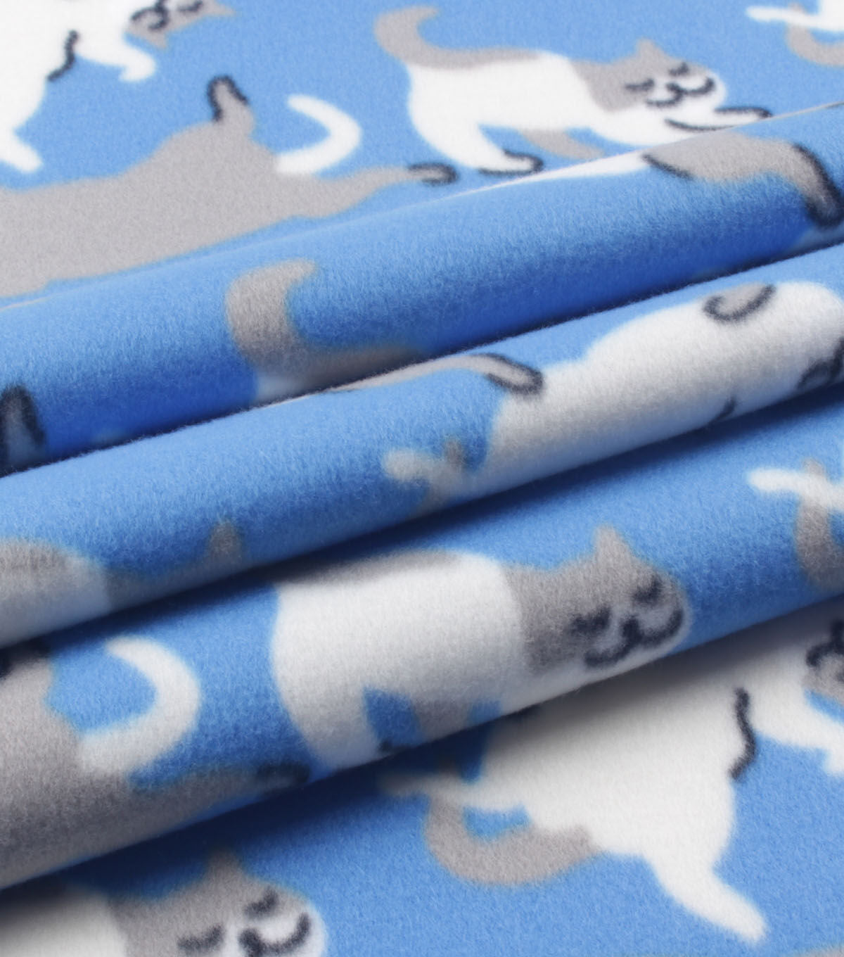 Cats on Blue Blizzard Fleece Fabric
