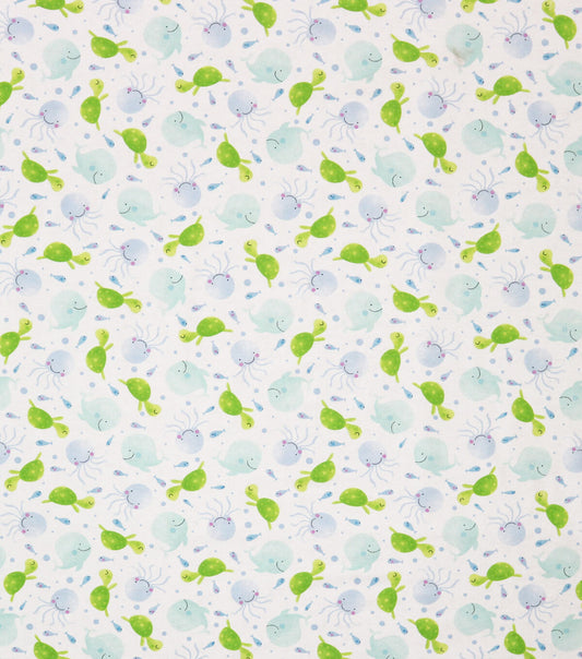 Watercolor Sea Life Super Snuggle Flannel Fabric