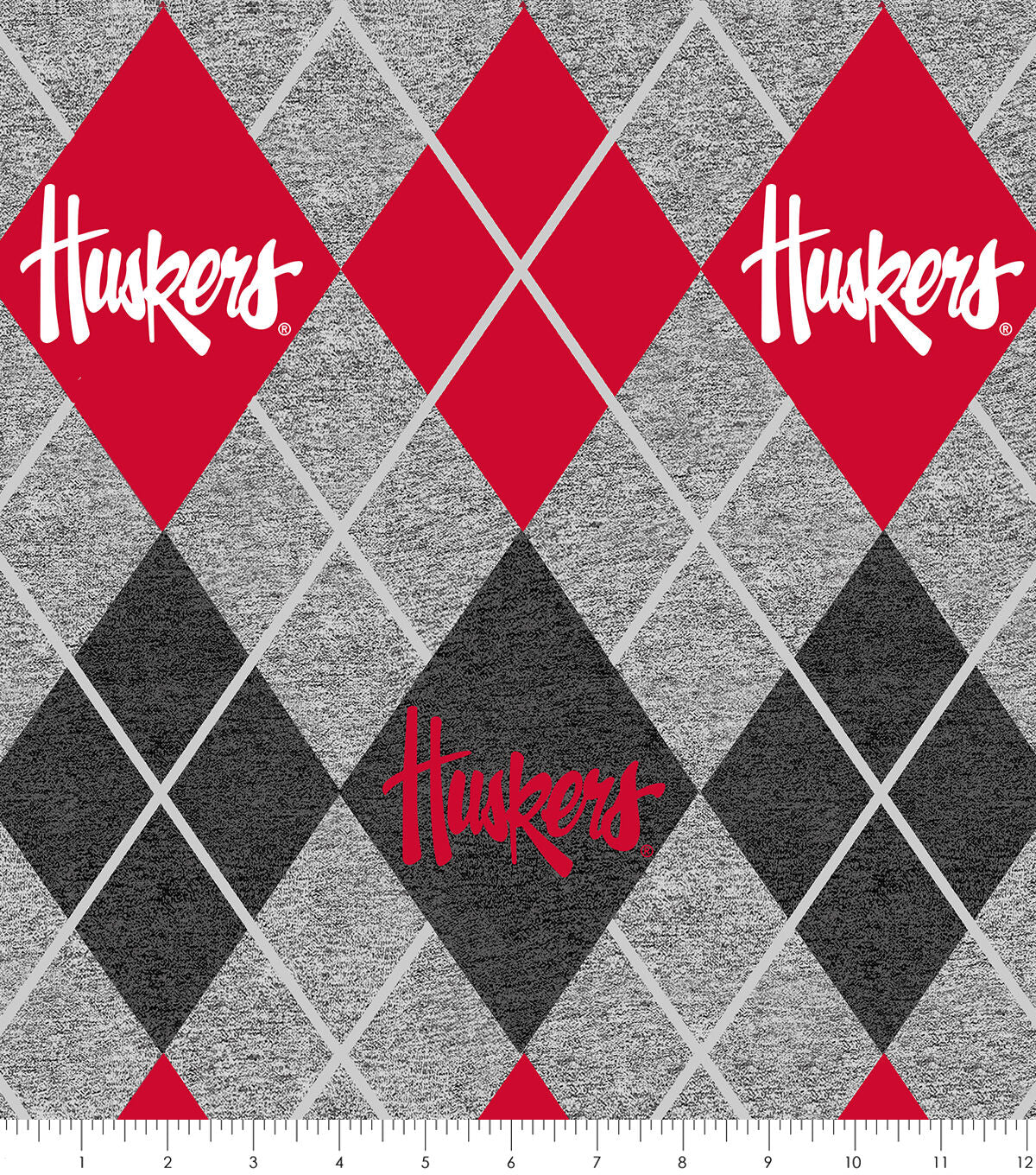 Nebraska Huskers Fleece Fabric Heather Argyle