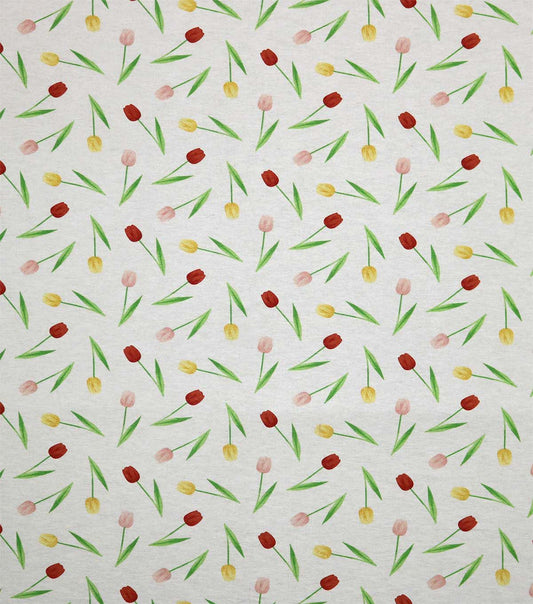 Tulips on White Super Snuggle Flannel Fabric