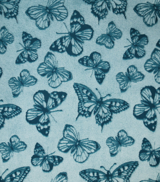 Sew Lush Butterfly Teal Embossed Fleece Fabric