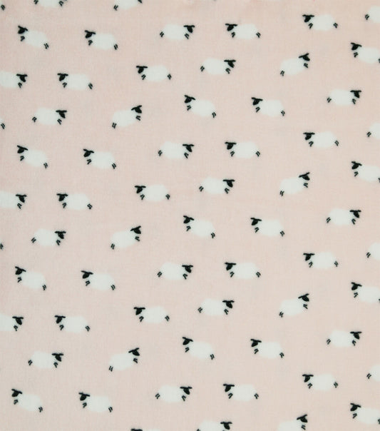 Counting Sheep On Pink Sew Lush Fleece Fabric