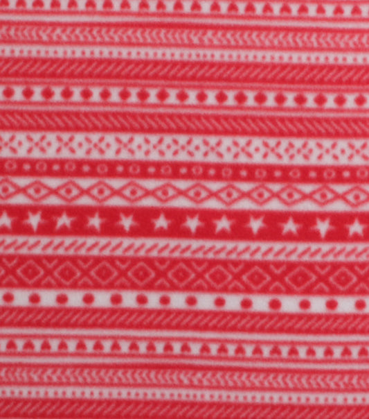 Red & White Argyle Stripes Blizzard Fleece Fabric